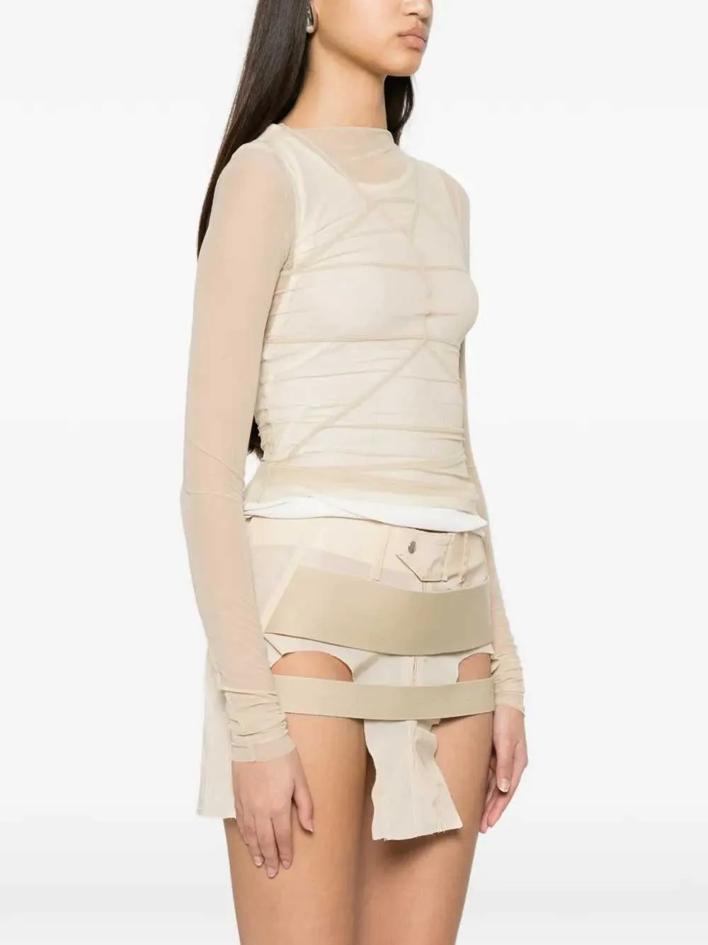 Long-Sleeved Top With Sheer Panels At The Temples sold by Wanan Luxury product image thumbnail 3