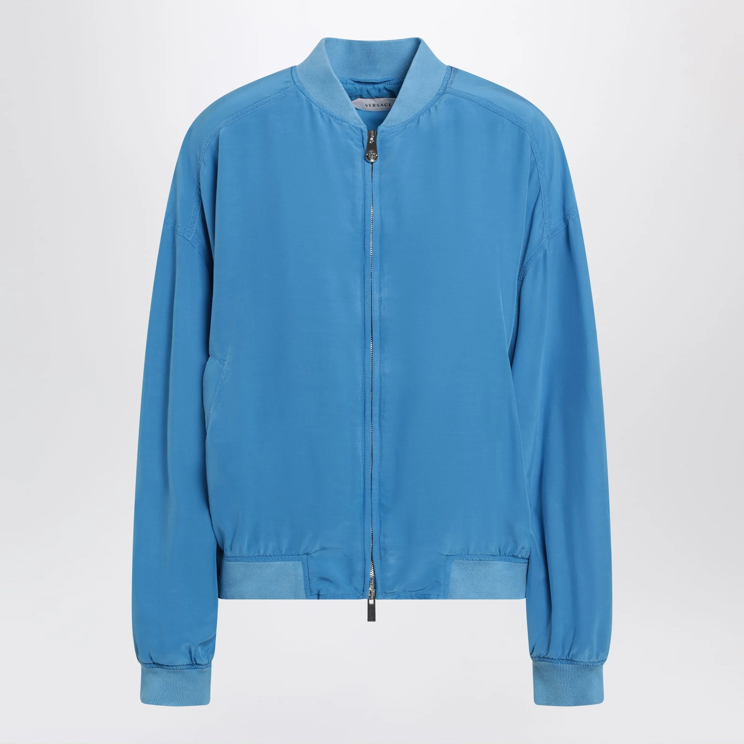 Light Blue Silk Poplin Zip Blouson sold by Wanan Luxury