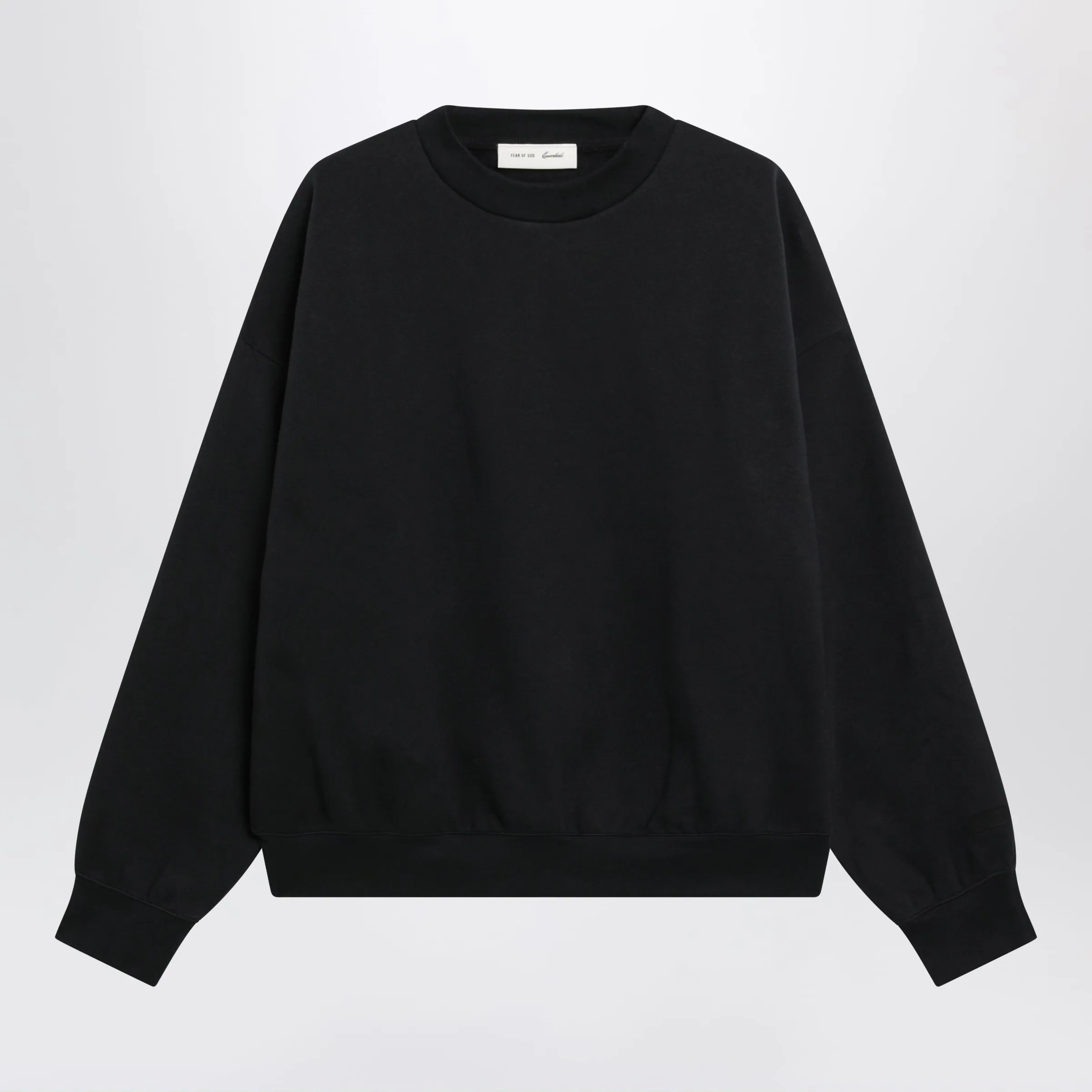 Black Cotton Fleece Crewneck Sweatshirt sold by Wanan Luxury