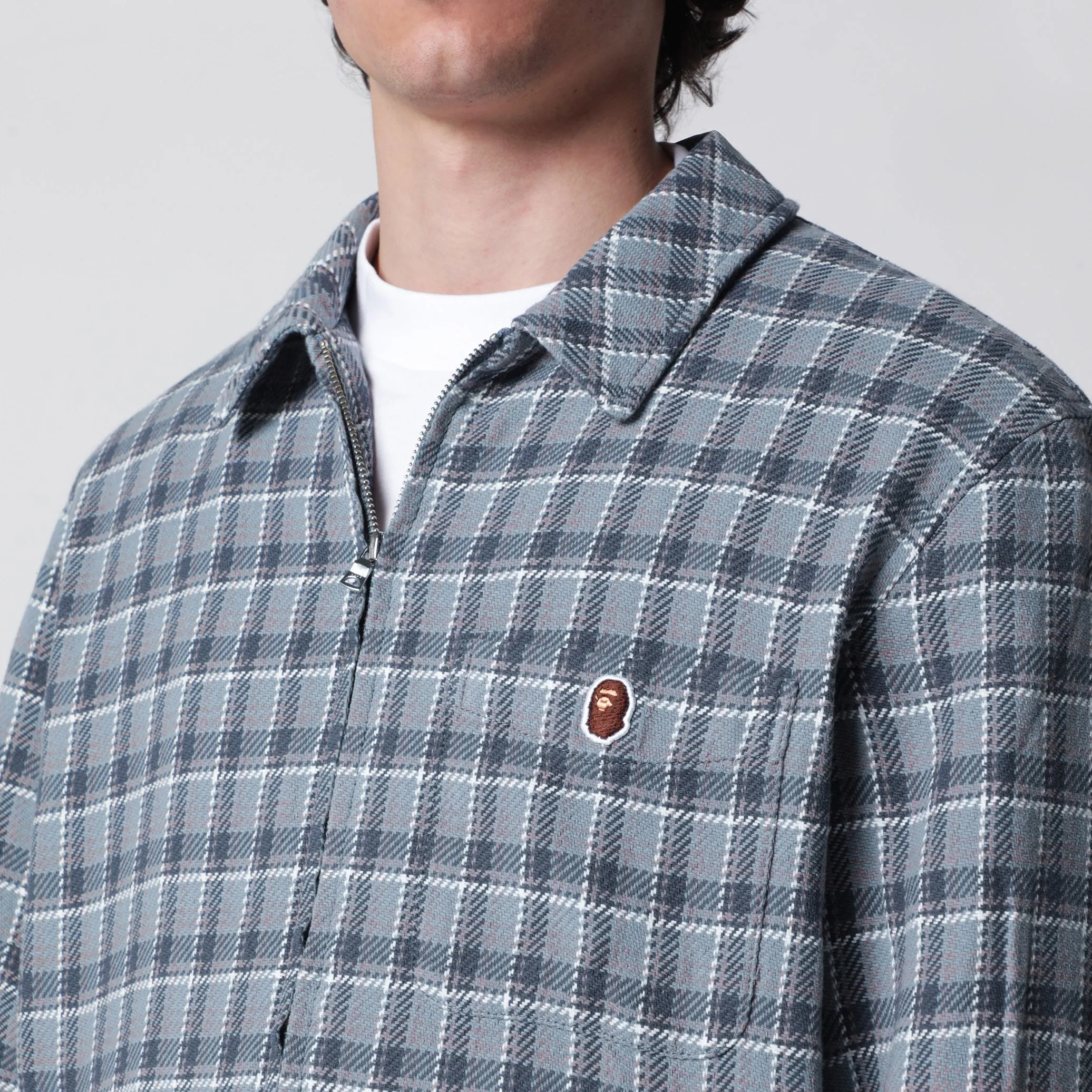 Zip-Up Shirt With Check Pattern In Cotton sold by Wanan Luxury product image thumbnail 2
