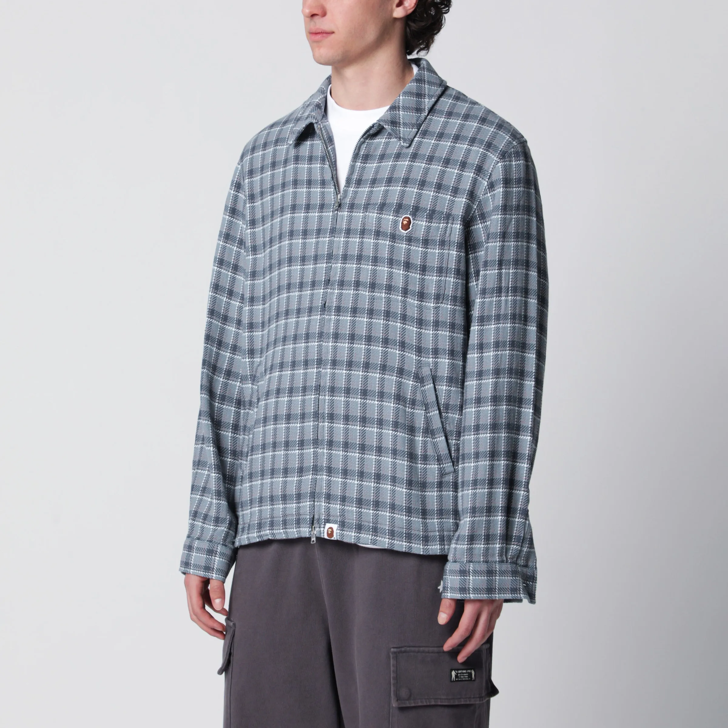 Zip-Up Shirt With Check Pattern In Cotton sold by Wanan Luxury