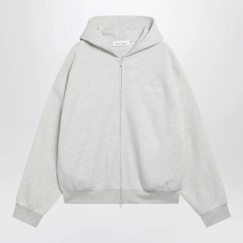 Light Grey Mélange Cotton Fleece Zip-Up Sweatshirt made by Fear of God