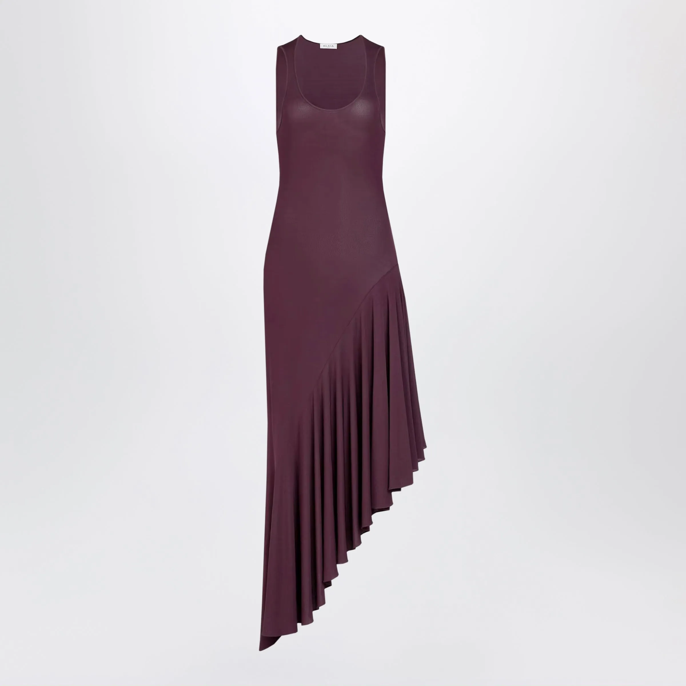 Asymmetric Fluid Viscose Jersey Dress In Violet sold by Wanan Luxury