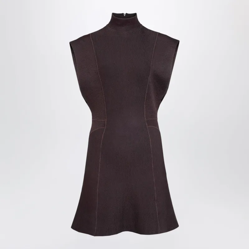 Short Aubergine Silk Knit Dress made by Alaia