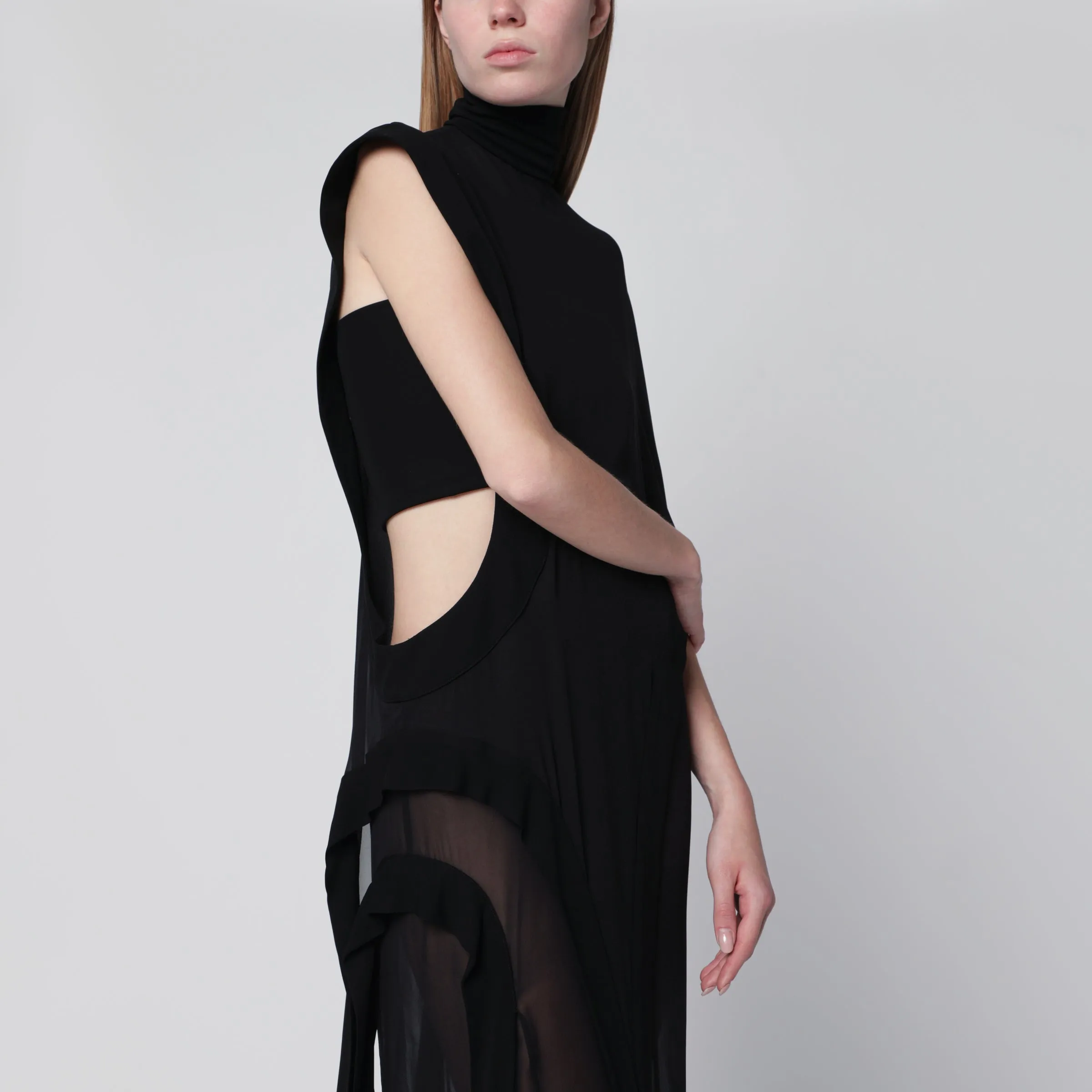 Long Black One-Shoulder Silk Dress sold by Wanan Luxury product image thumbnail 2