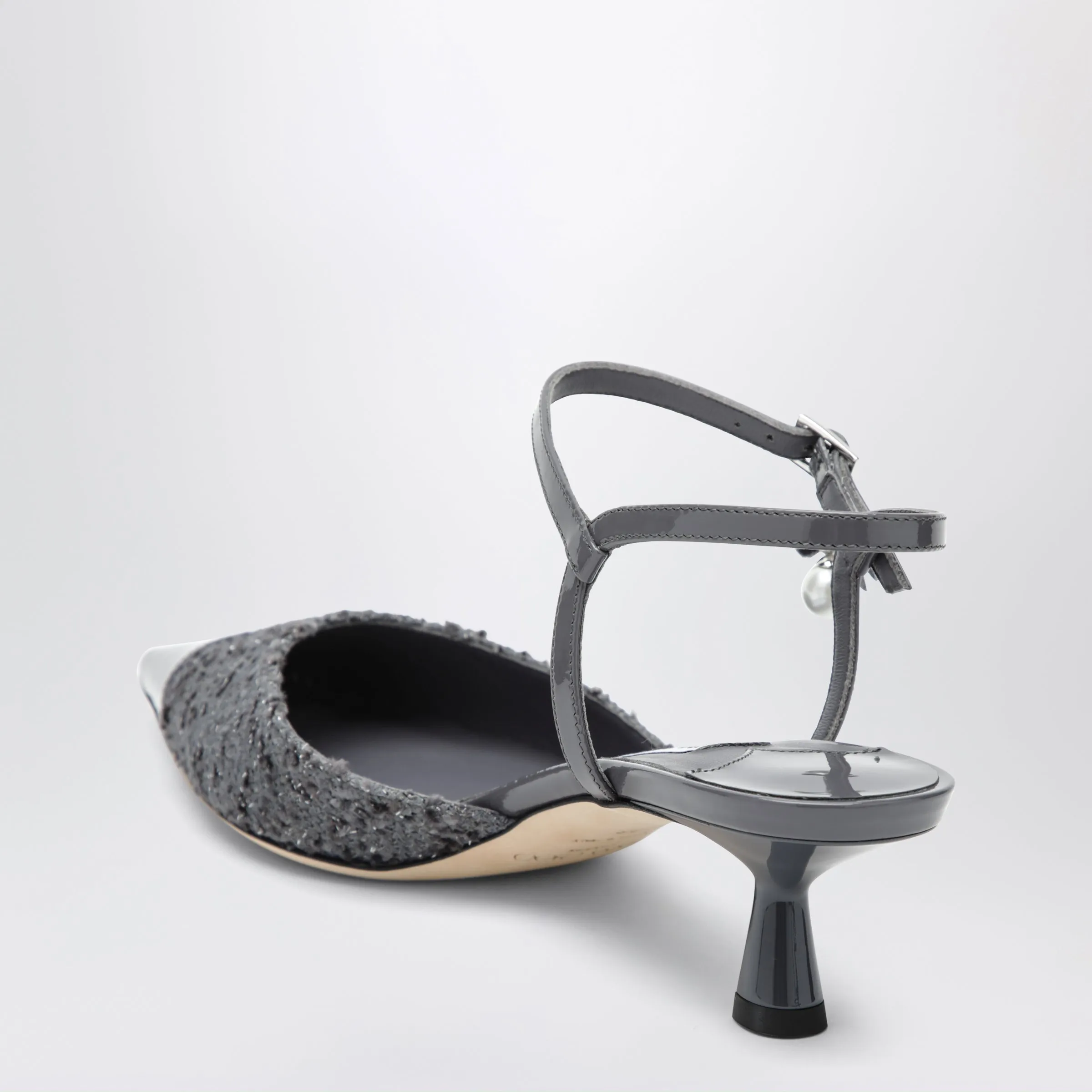 Aren Graphite Leather And Fabric Slingbacks sold by Wanan Luxury product image thumbnail 2