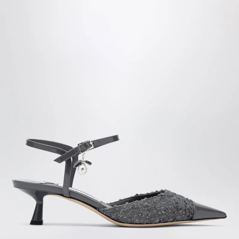 Aren Graphite Leather And Fabric Slingbacks made by Jimmy Choo
