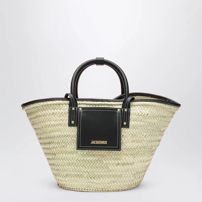Le Panier Soli Black Raffia Handbag made by Jacquemus