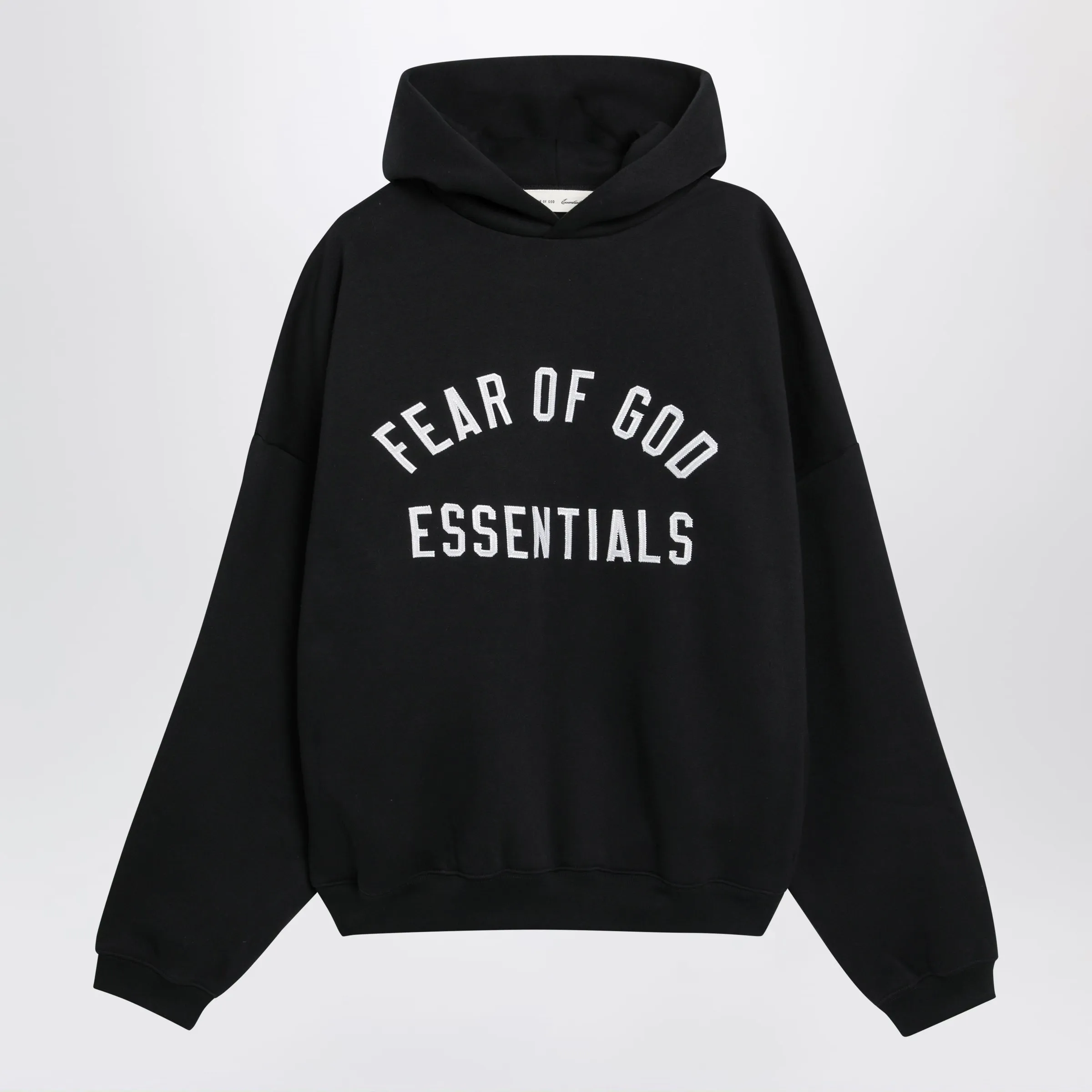 Black Cotton Fleece Hoodie With Logo Embroidery sold by Wanan Luxury