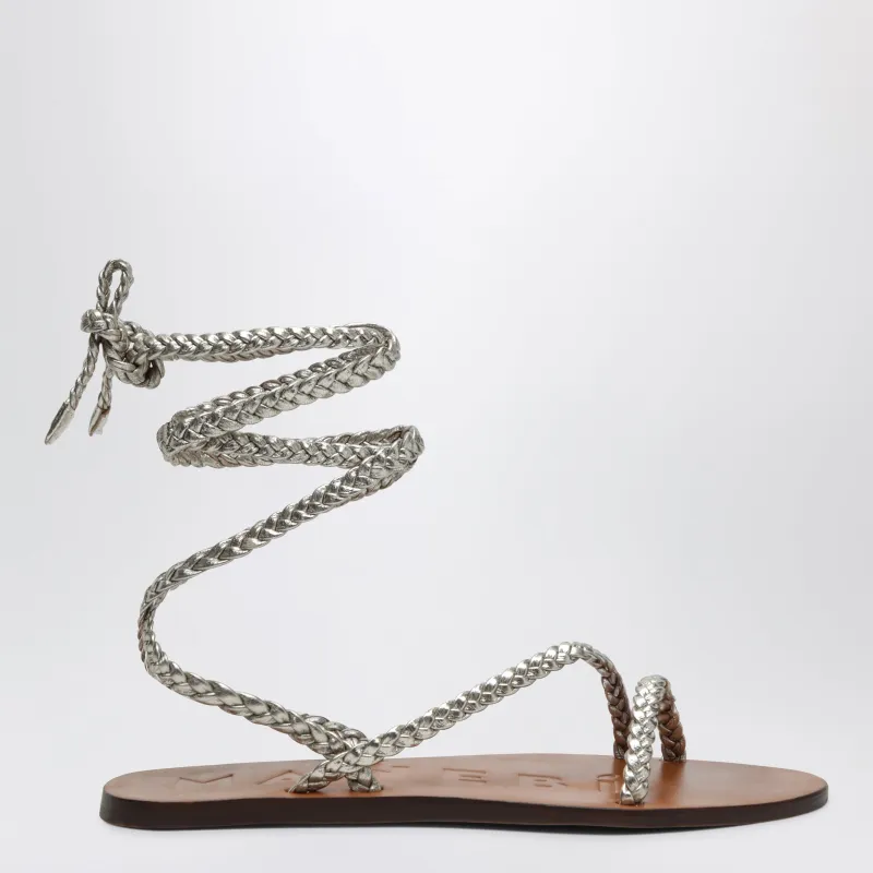 Platinum Leather Sandals made by Wanan Luxury