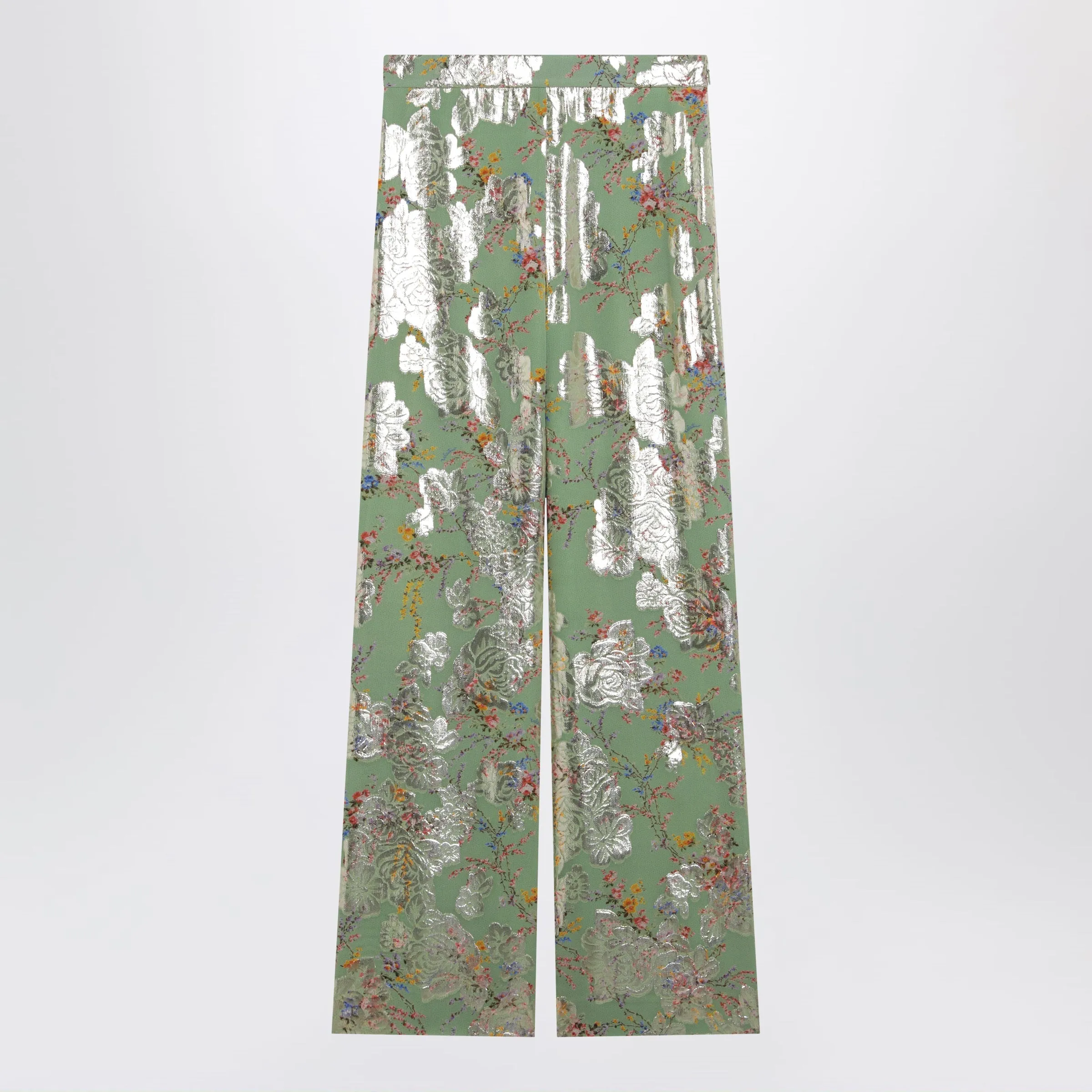 Silk Trousers With All-Over Print In Green sold by Wanan Luxury