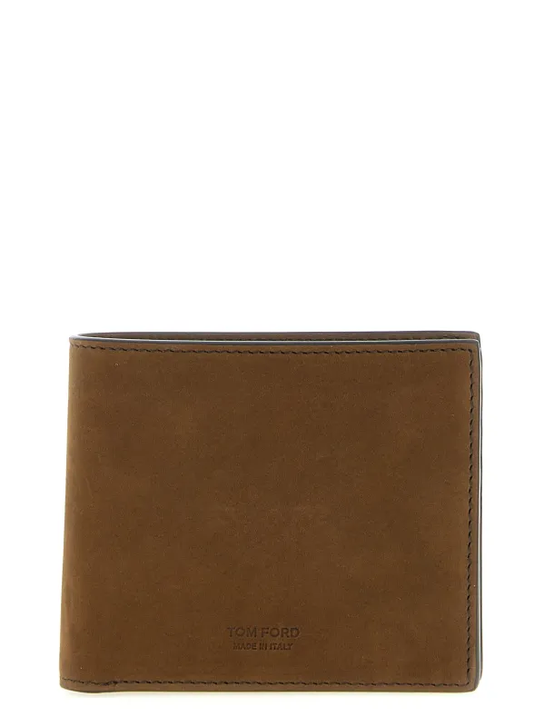 Nubuck Leather Wallet Wallets And Card Holders Brown made by Tom Ford