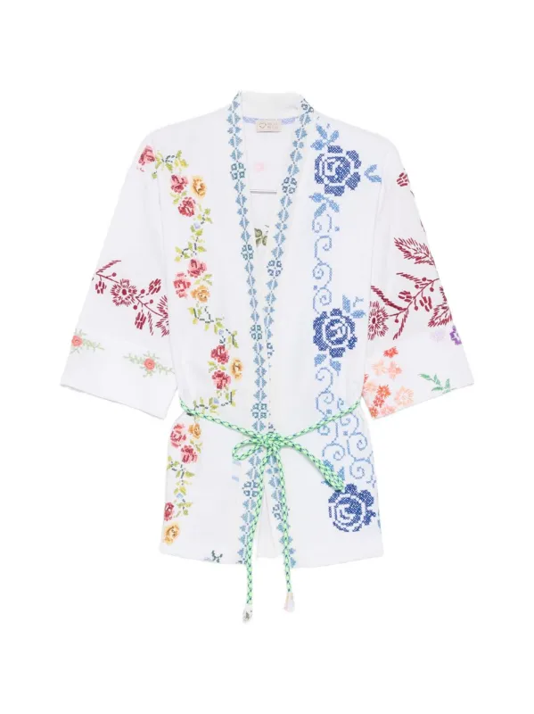 Embroidered Cotton Kimono Jacket made by Wanan Luxury