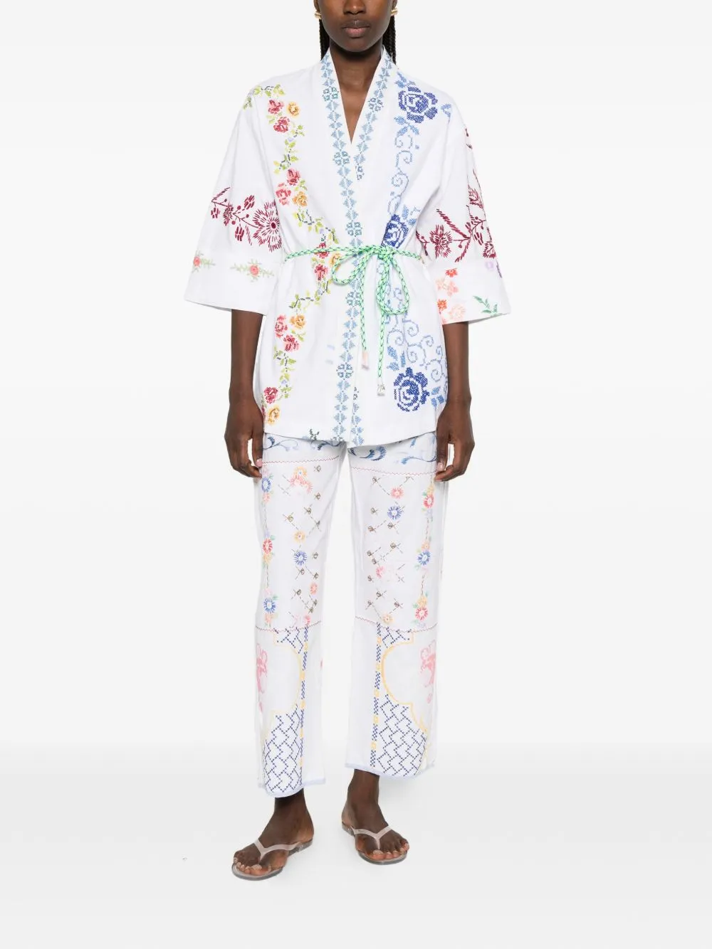 Embroidered Cotton Kimono Jacket sold by Wanan Luxury product image thumbnail 5