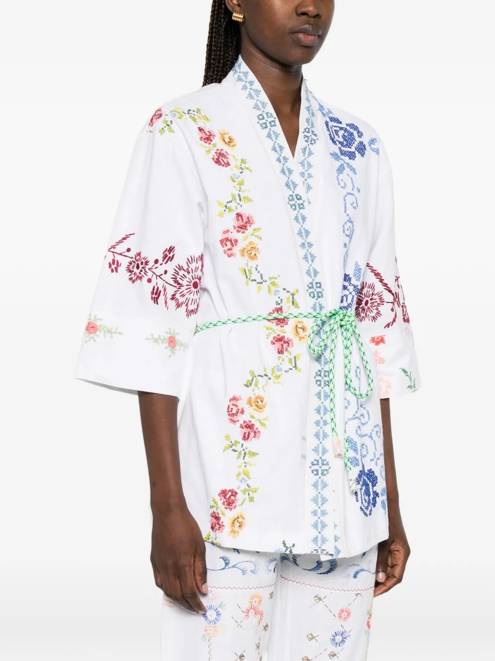 Embroidered Cotton Kimono Jacket sold by Wanan Luxury product image thumbnail 2