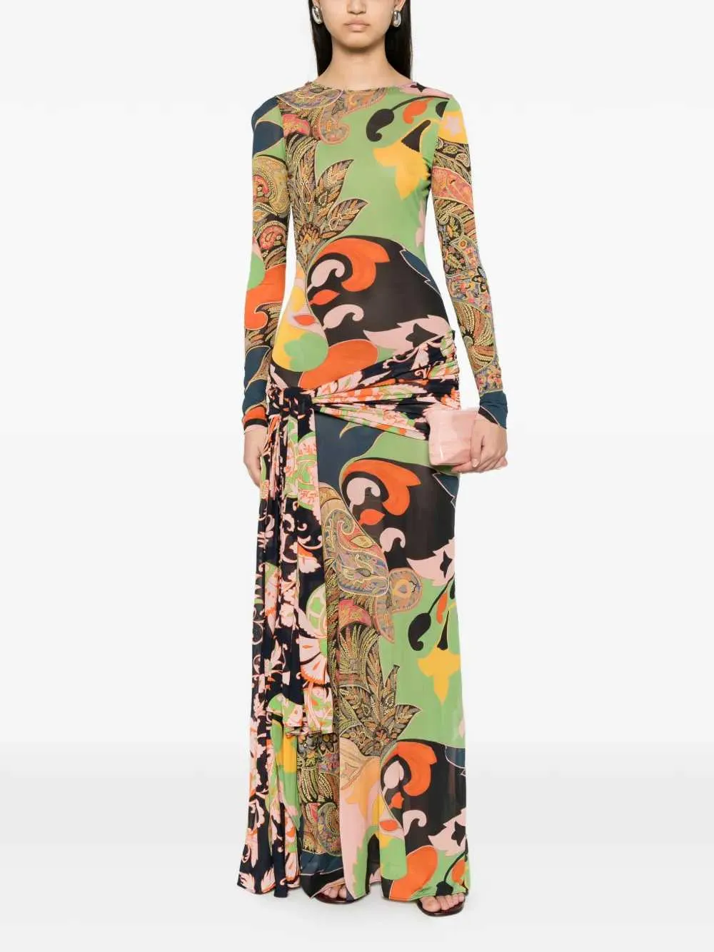 Draped Maxi Dress With Paisley Print sold by Wanan Luxury product image thumbnail 2