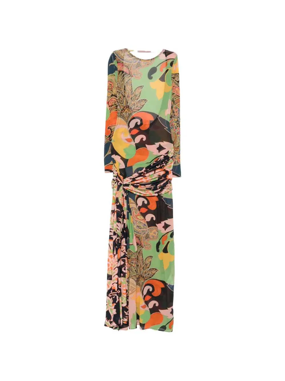 Draped Maxi Dress With Paisley Print sold by Wanan Luxury