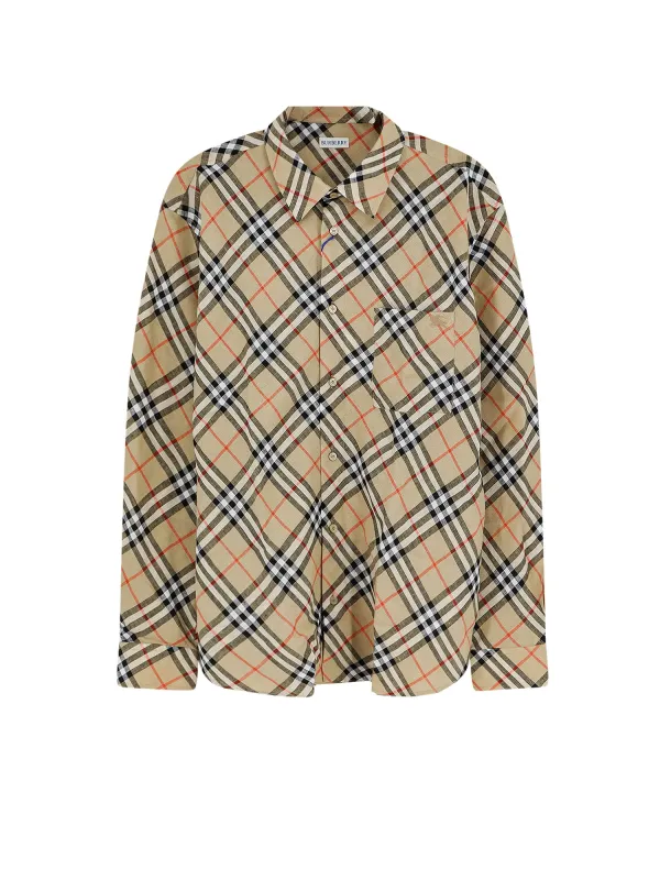 Linen Shirt With Check Print made by Burberry