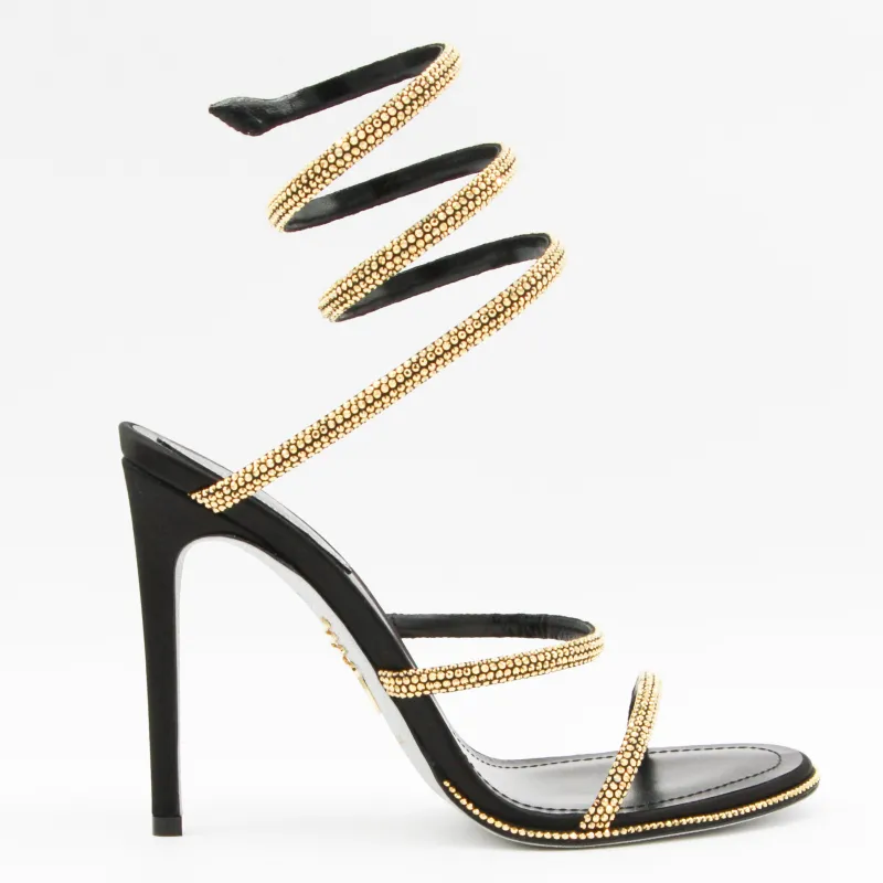 Sandals Gold/Black made by Rene Caovilla