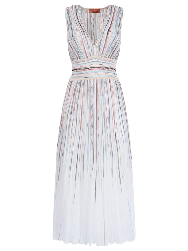 Zig-Zag Motif V-Neck Sleeveless Long Dress made by Missoni