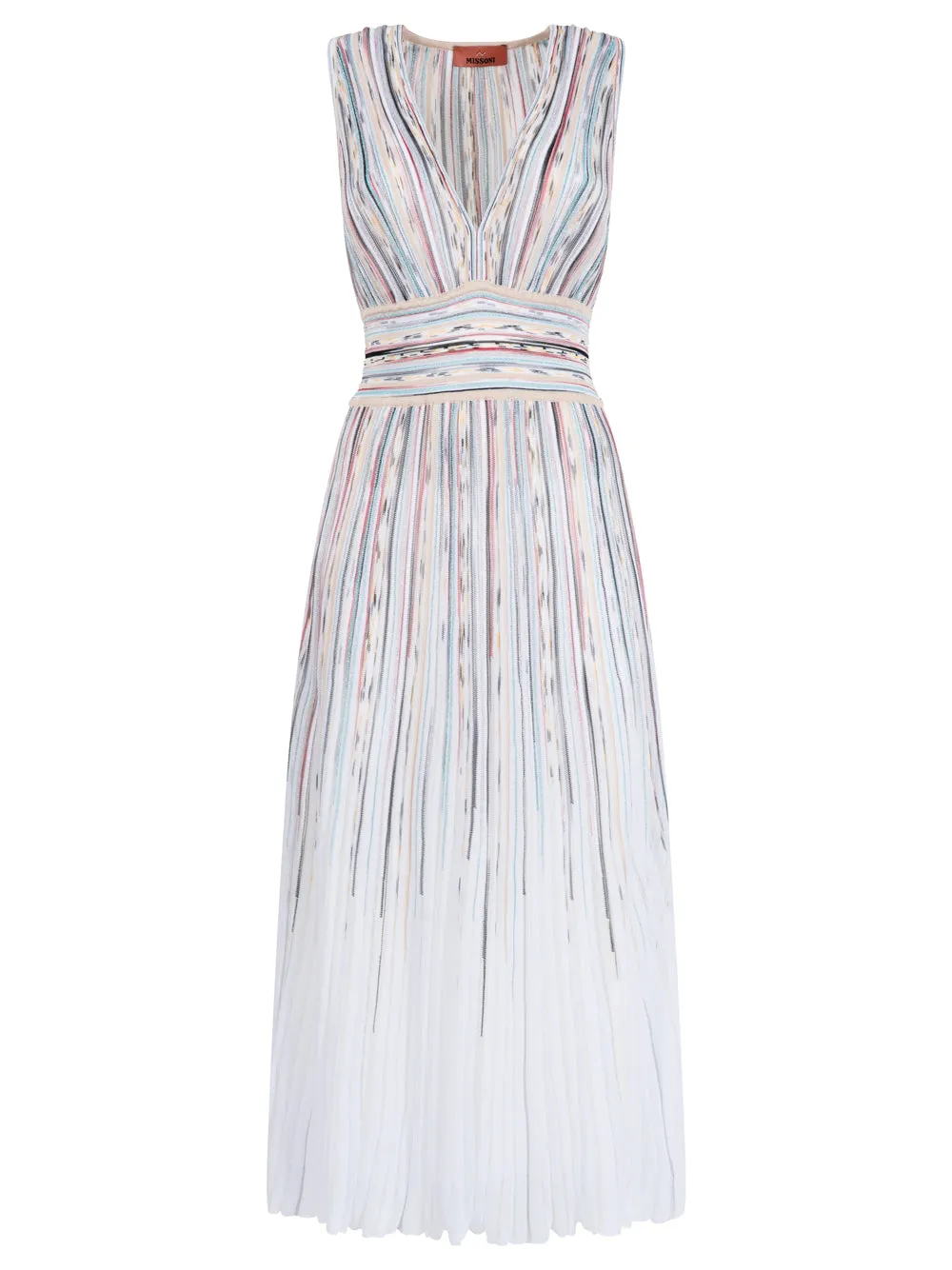 Zig-Zag Motif V-Neck Sleeveless Long Dress sold by Wanan Luxury