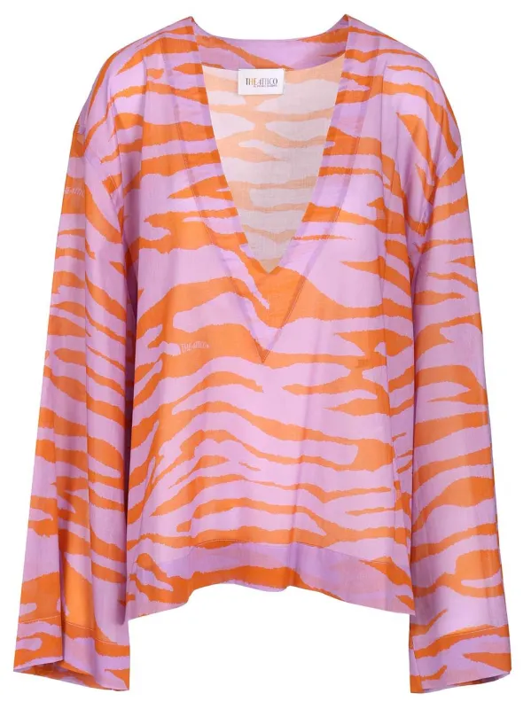 Animal Print Blouse Tops Multicolor made by The Attico