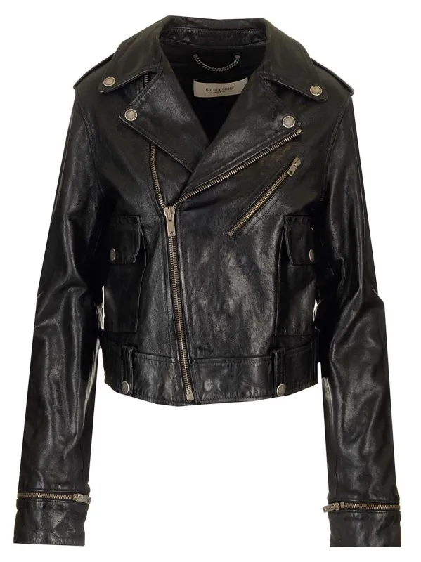 Leather Biker Jacket Jackets Black made by Golden Goose