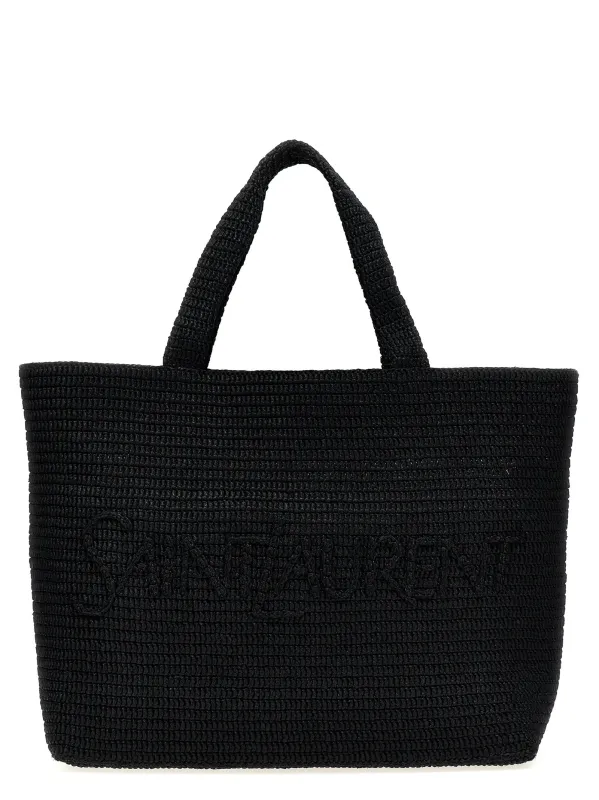 Rafia Tote Bag Black made by Yves Saint Laurent