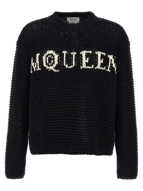 Logo Sweater Sweaters And Cardigans White/Black made by Alexander McQueen