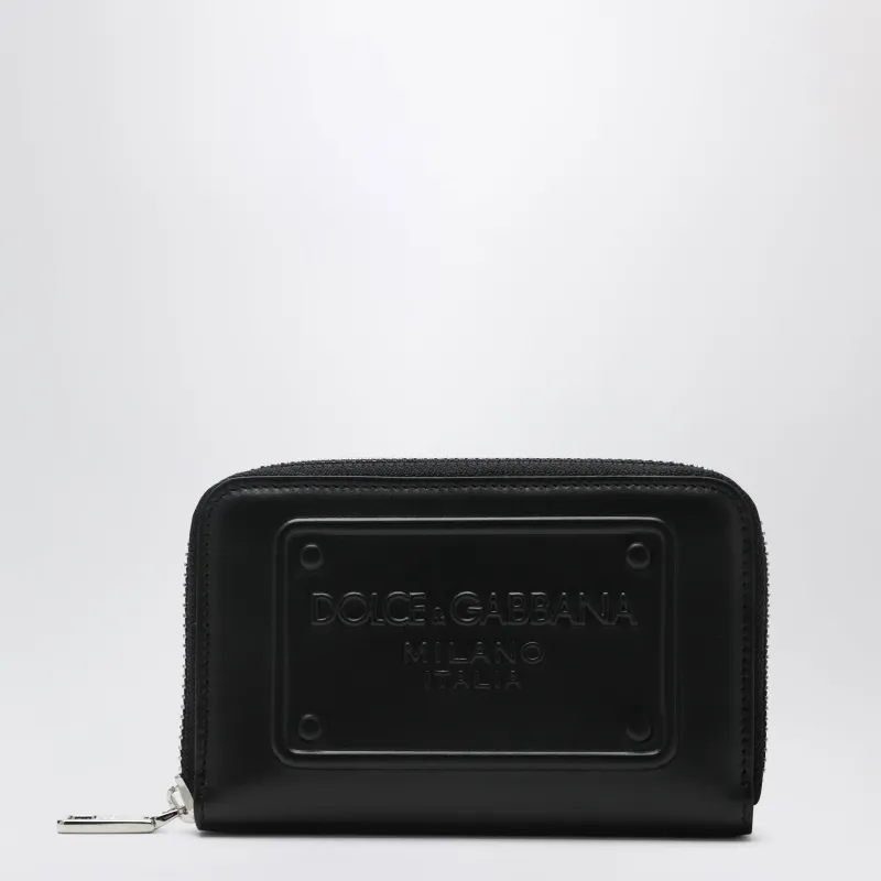 Small Black Zip-Around Wallet With Embossed Logo made by Dolce & Gabanna