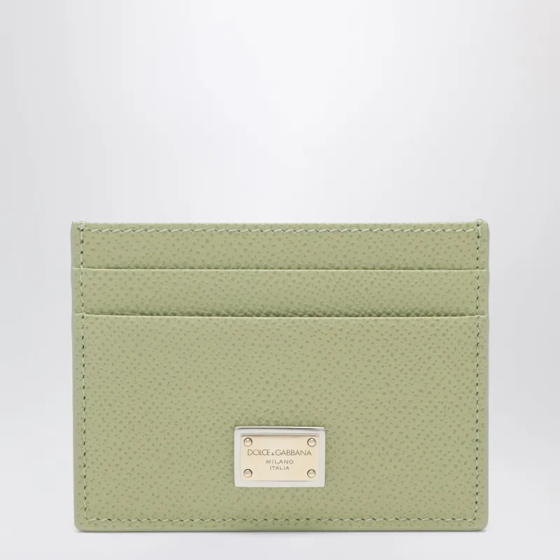 Sage Green Dauphine Leather Card Holder made by Dolce & Gabanna