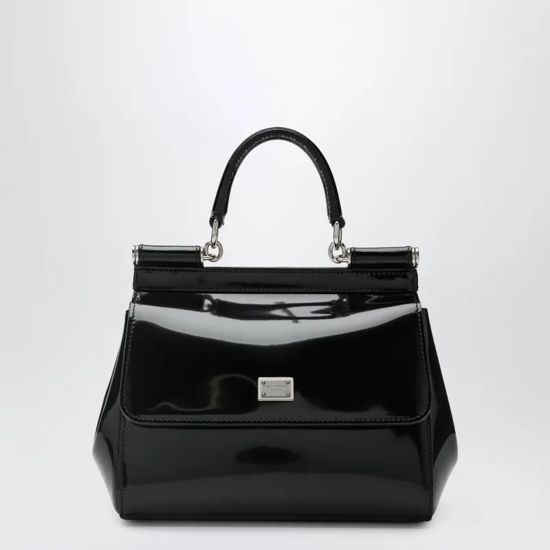 Sicily Small Black Patent Leather Top-Handle Bag made by Dolce & Gabanna