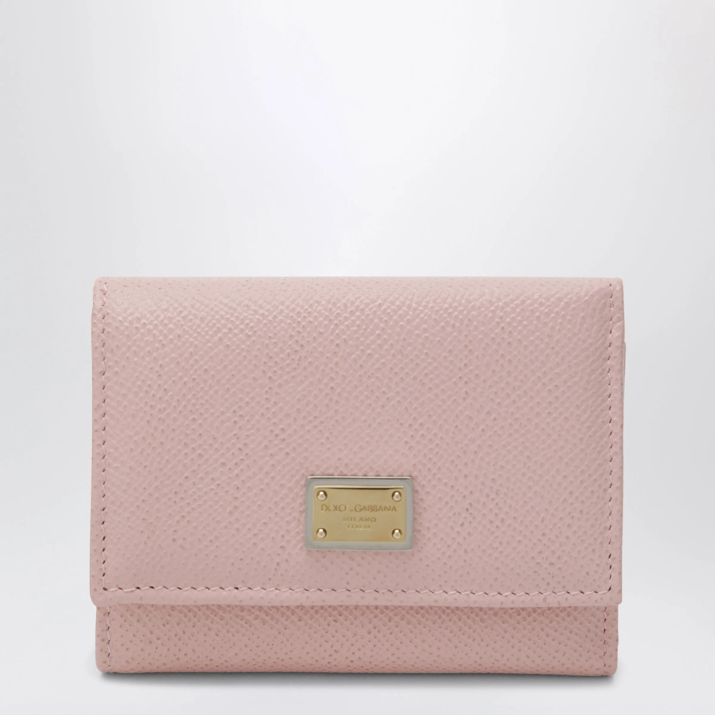 Blush Pink Dauphine Leather French Flap Wallet sold by Wanan Luxury