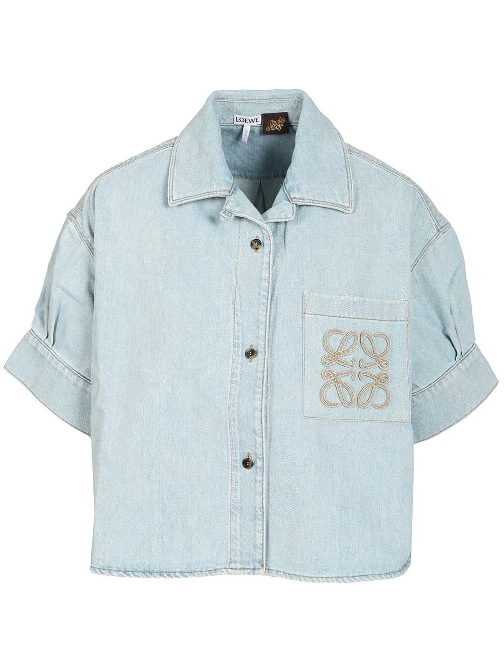 Short-Sleeved Denim Shirt Casual Light Blue sold by Wanan Luxury