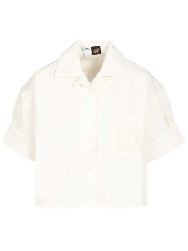 Short-Sleeved Denim Shirt Shirts White made by Loewe