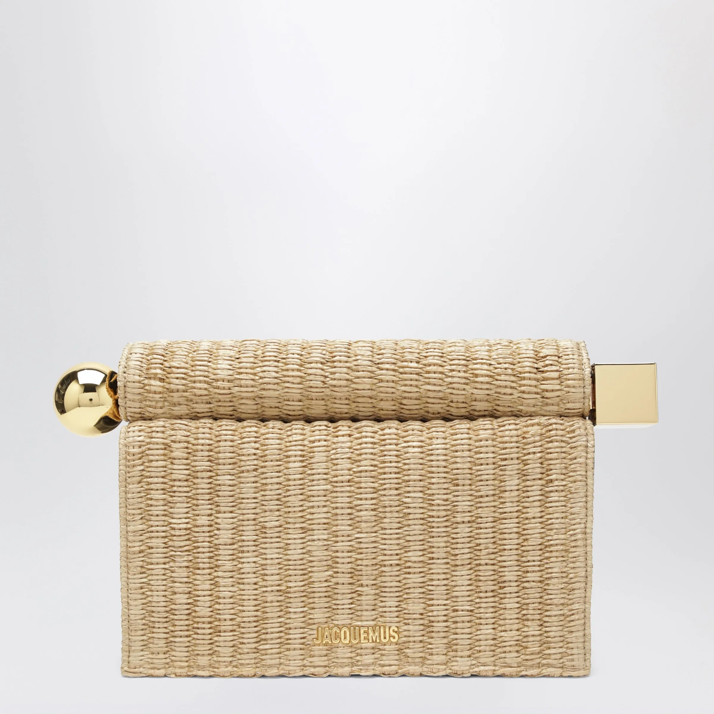 Rond Carré Raffia-Effect Woven Clutch sold by Wanan Luxury