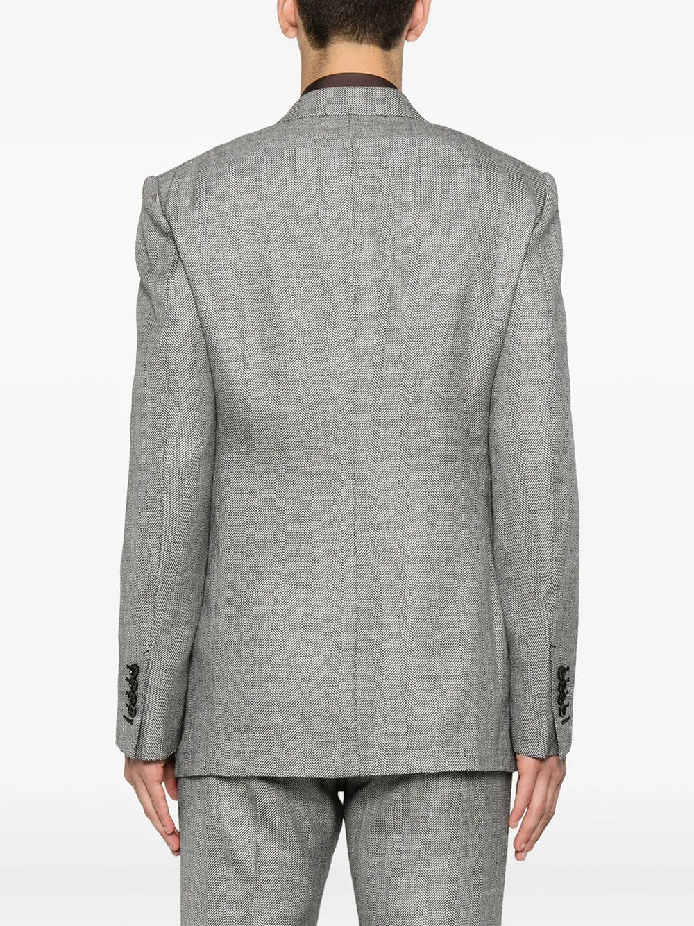 Herringbone-Pattern Wool Blend Blazer sold by Wanan Luxury product image thumbnail 4