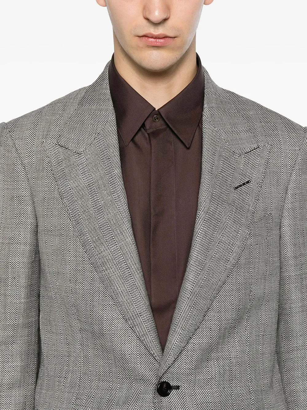 Herringbone-Pattern Wool Blend Blazer sold by Wanan Luxury product image thumbnail 5