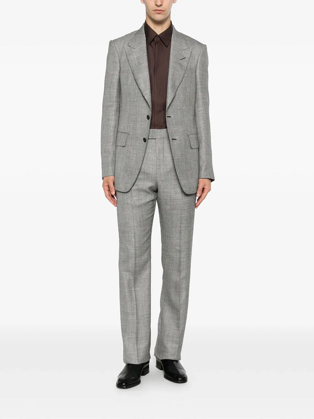 Herringbone-Pattern Wool Blend Blazer sold by Wanan Luxury product image thumbnail 2