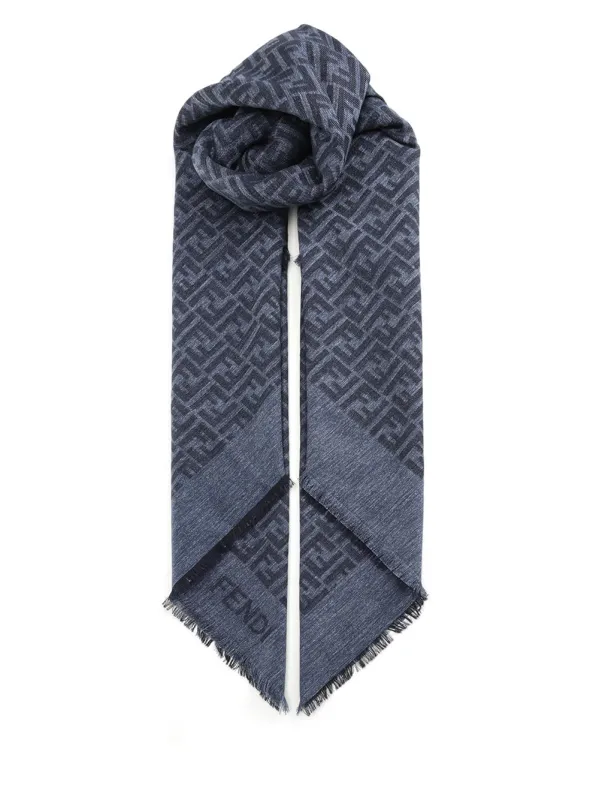 Ff Shawl Scarves And Foulards Blue made by Fendi