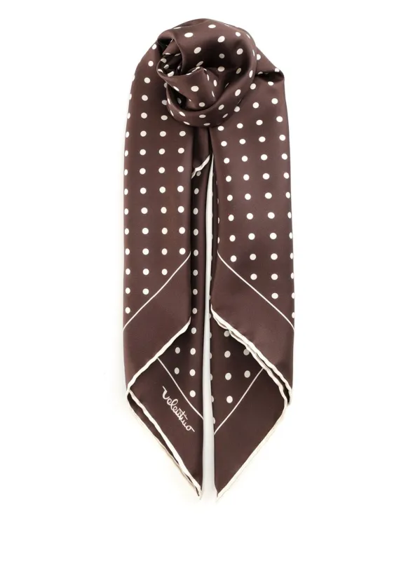 Polka Dot Silk Scarf Scarves And Foulards Brown made by Valentino Garavani