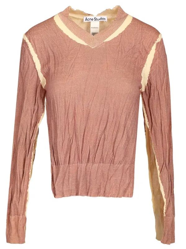 Crumpled V-Neck Sweater Knitwear Rose made by Acne Studios
