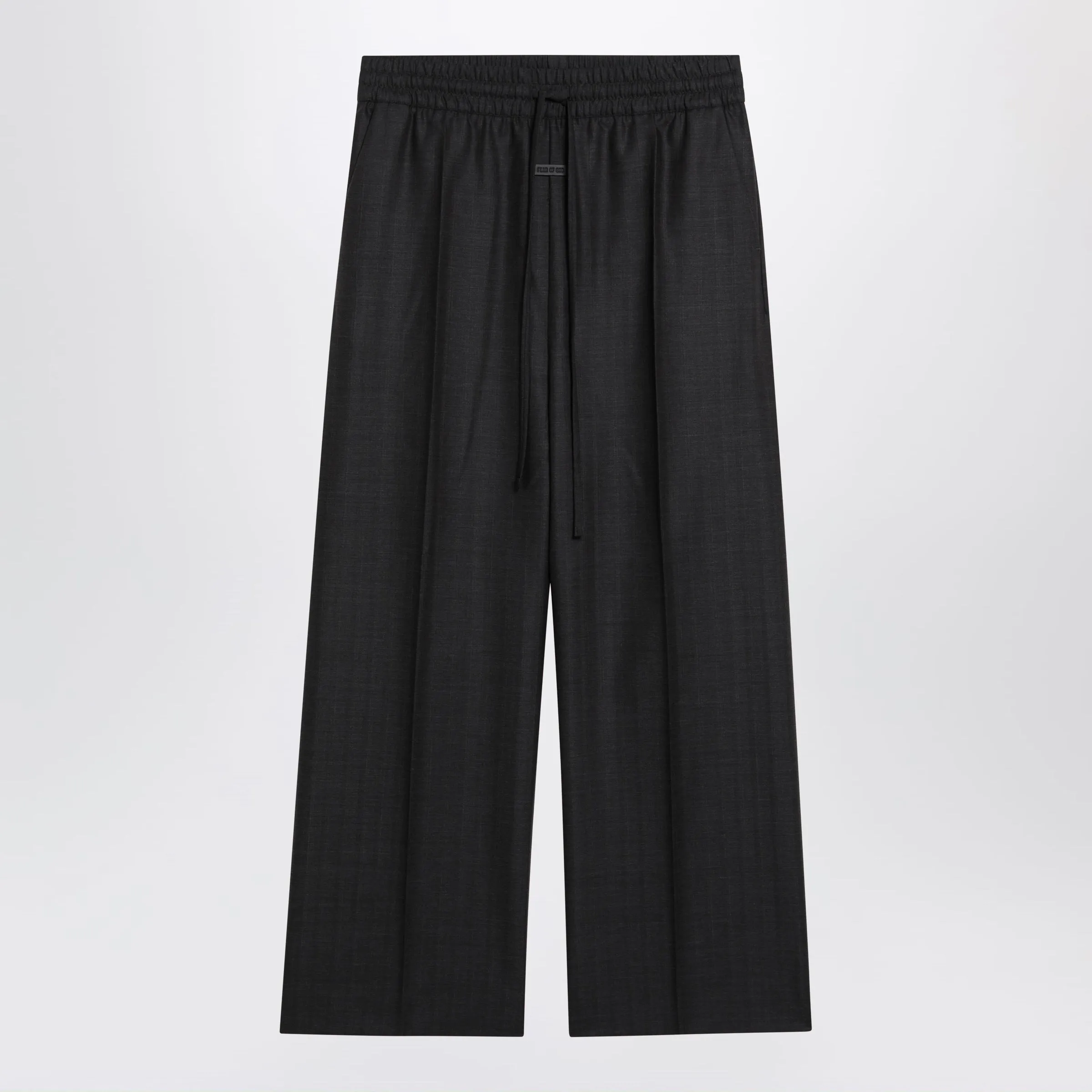 Dark Grey Wide-Leg Wool Trousers sold by Wanan Luxury