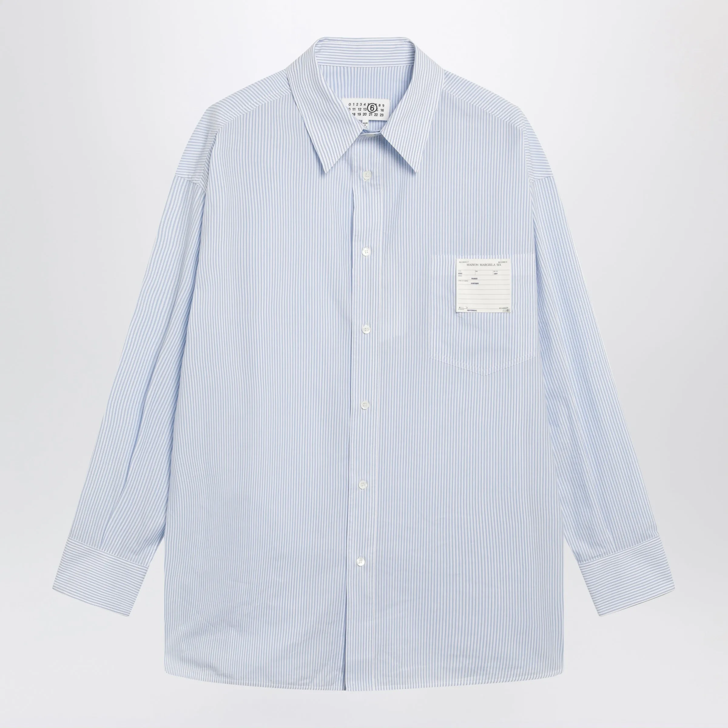 White/Light Blue Striped Cotton Shirt sold by Wanan Luxury