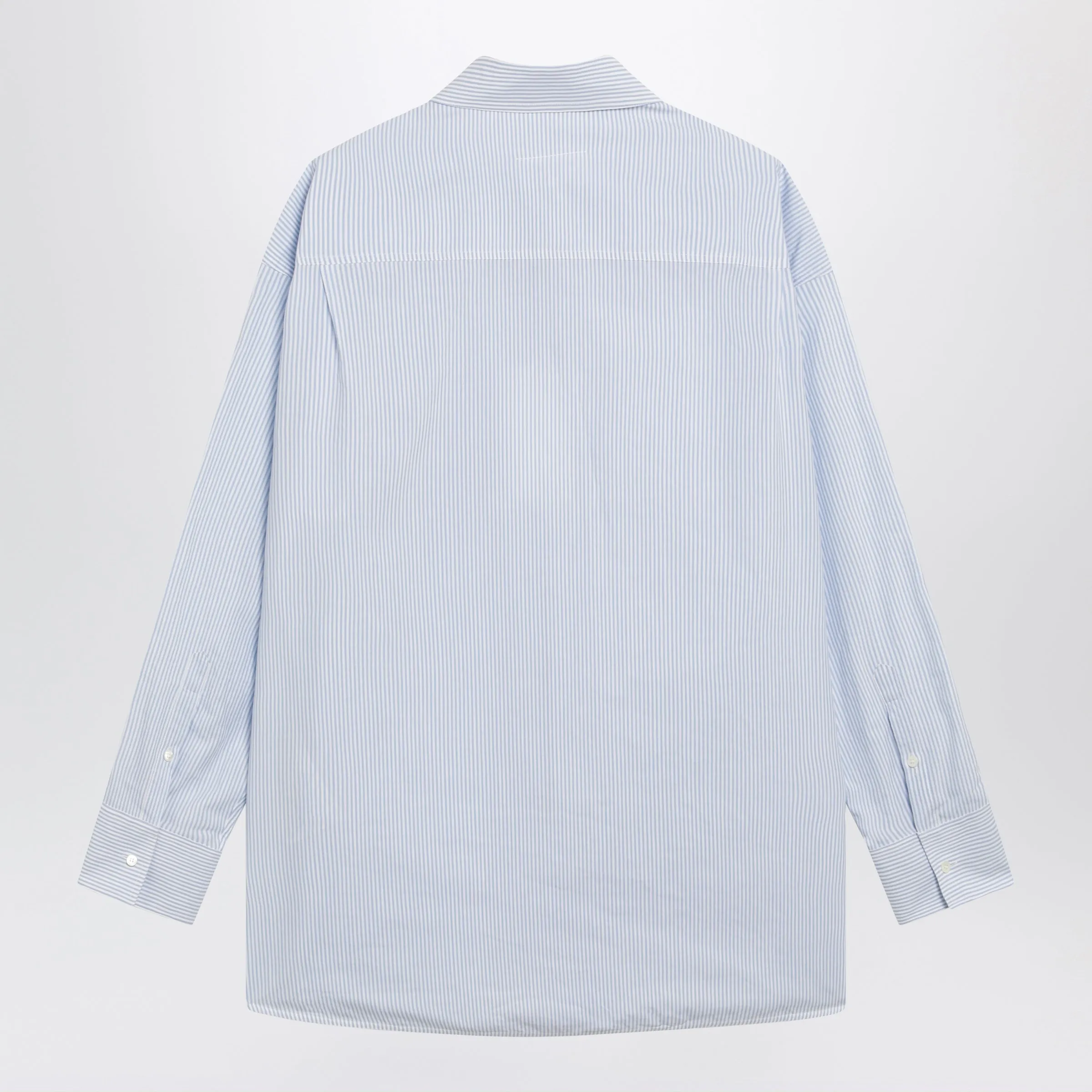 White/Light Blue Striped Cotton Shirt sold by Wanan Luxury product image thumbnail 2