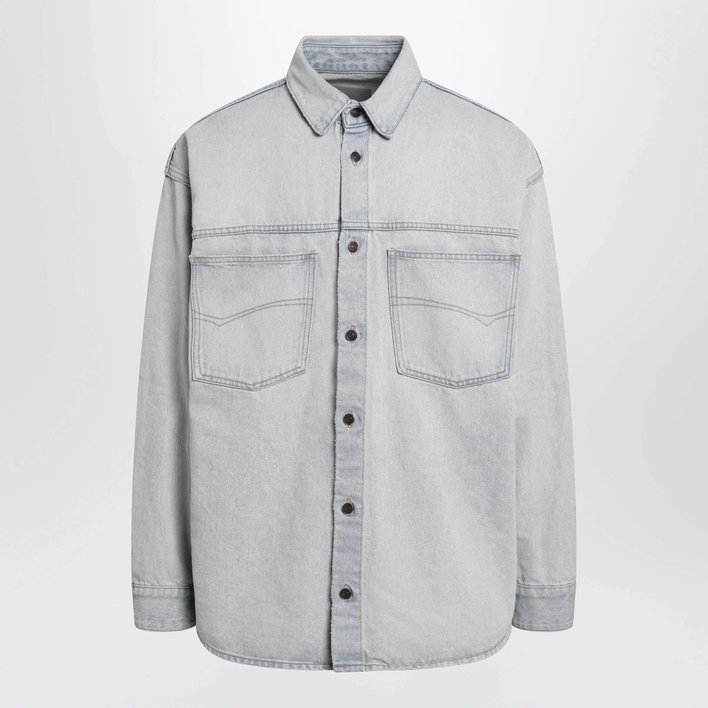 Light Blue Cotton Denim Shirt sold by Wanan Luxury