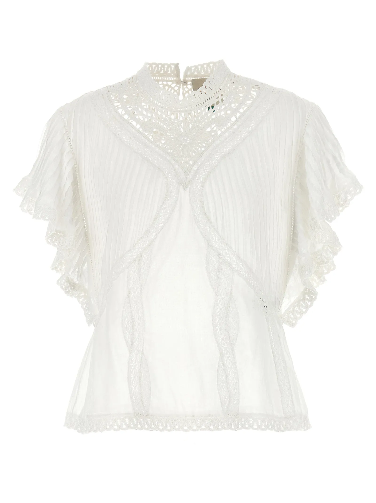 Openwork Detail Blouse Shirt And Blouse White sold by Wanan Luxury