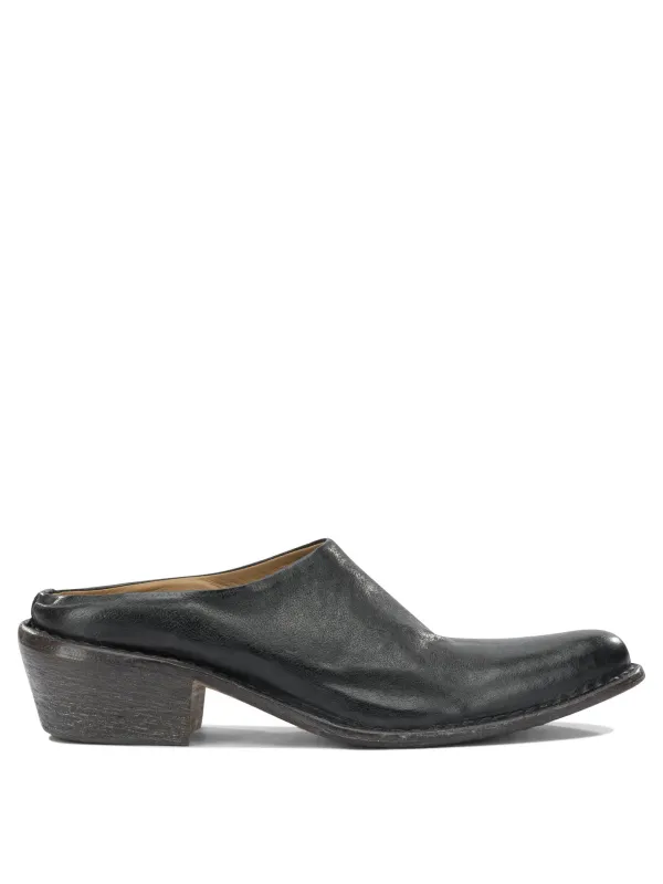 40mm Leather Sabot Sandals Black made by Moma