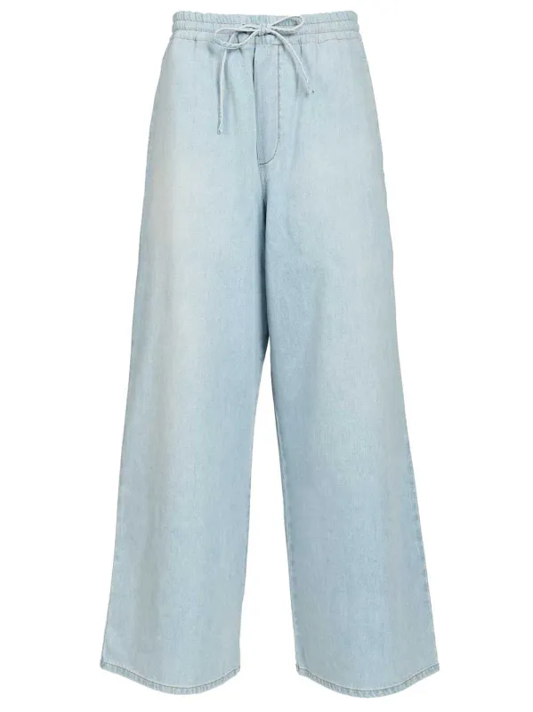 Drawstring Trousers Light Blue made by Loewe