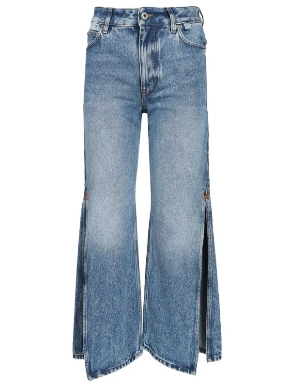 Slit Trousers Jeans Blue made by Loewe